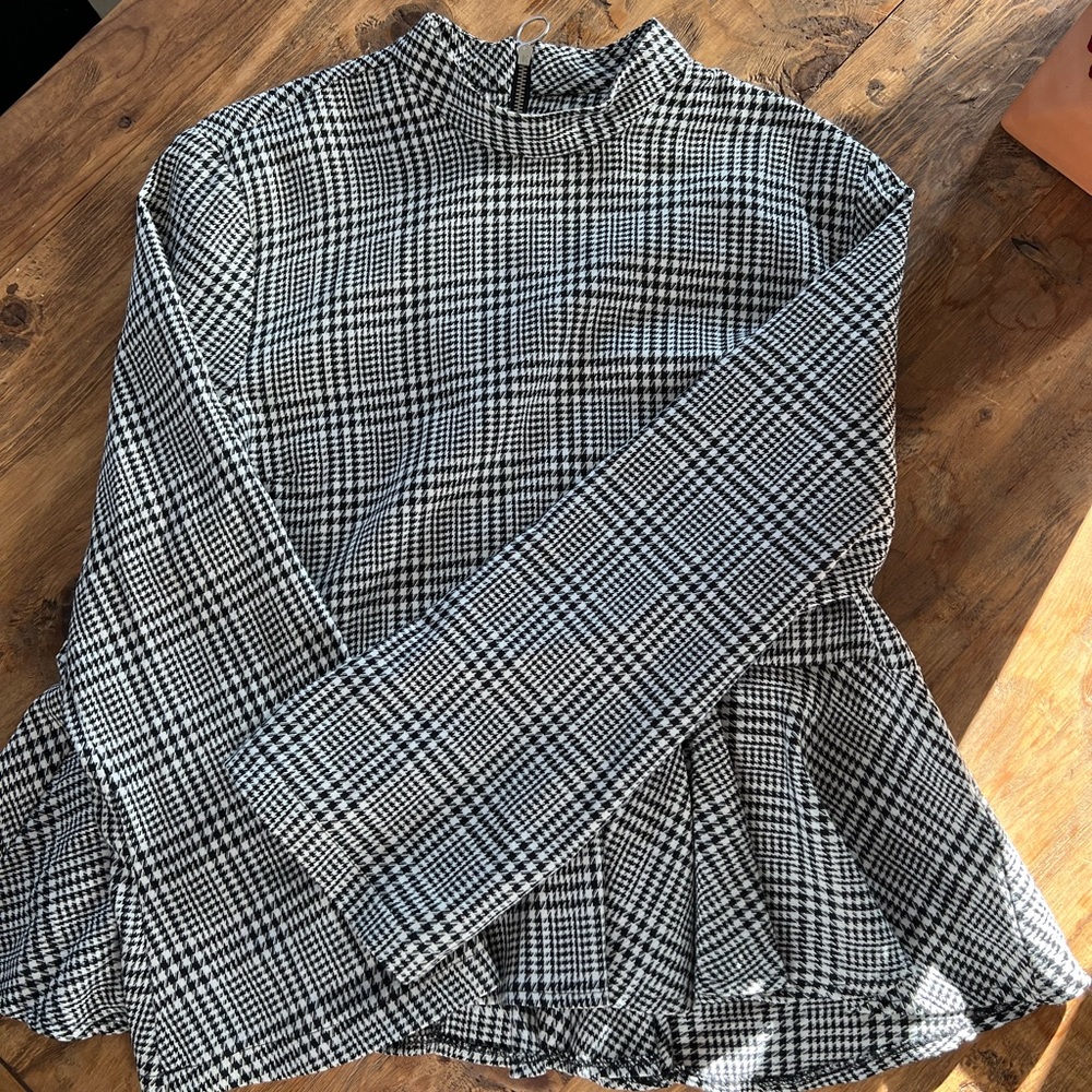 Topshop Plaid Peplum Top - Size 12